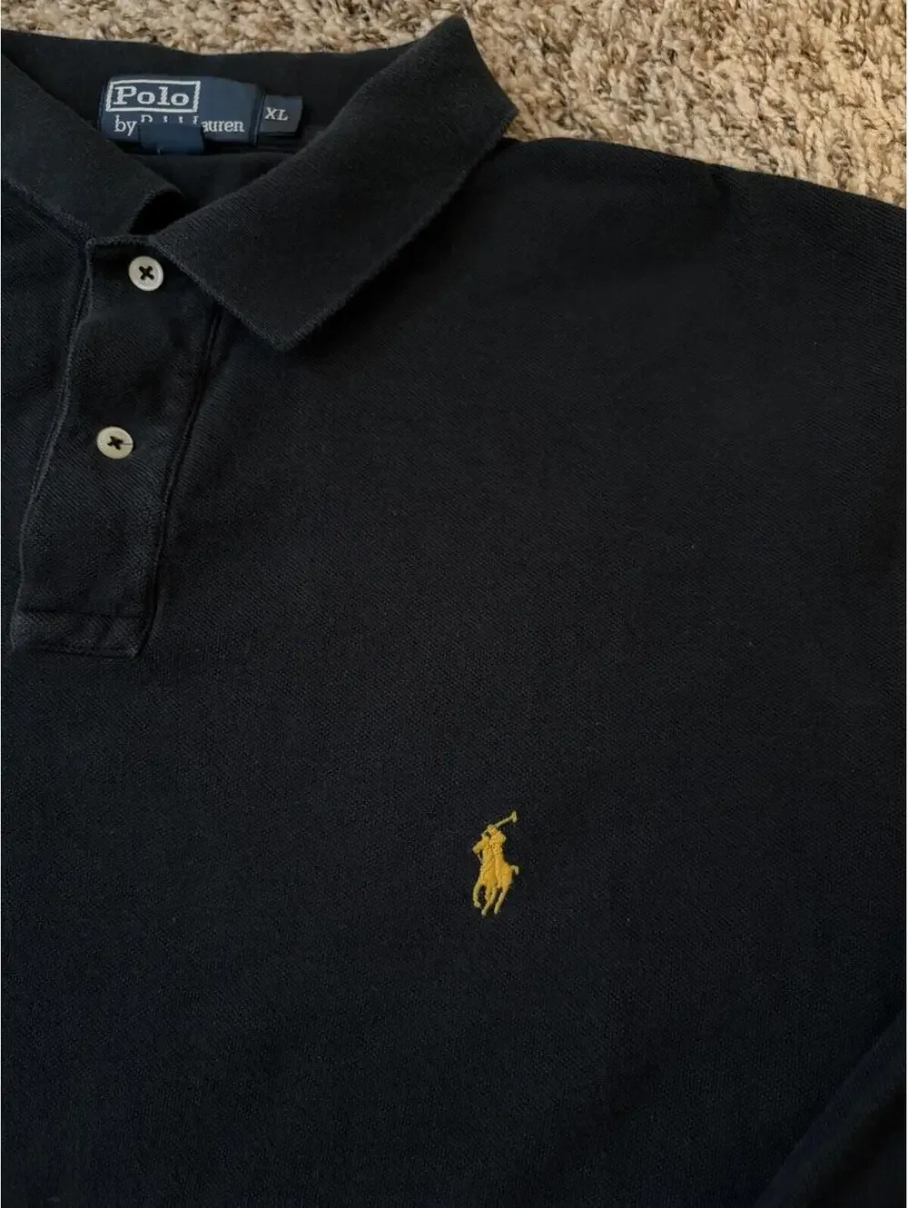 Polo Ralph Lauren RL08 Black Yellow Pony Long Sleeve Polo Shirt Men’s Size XL